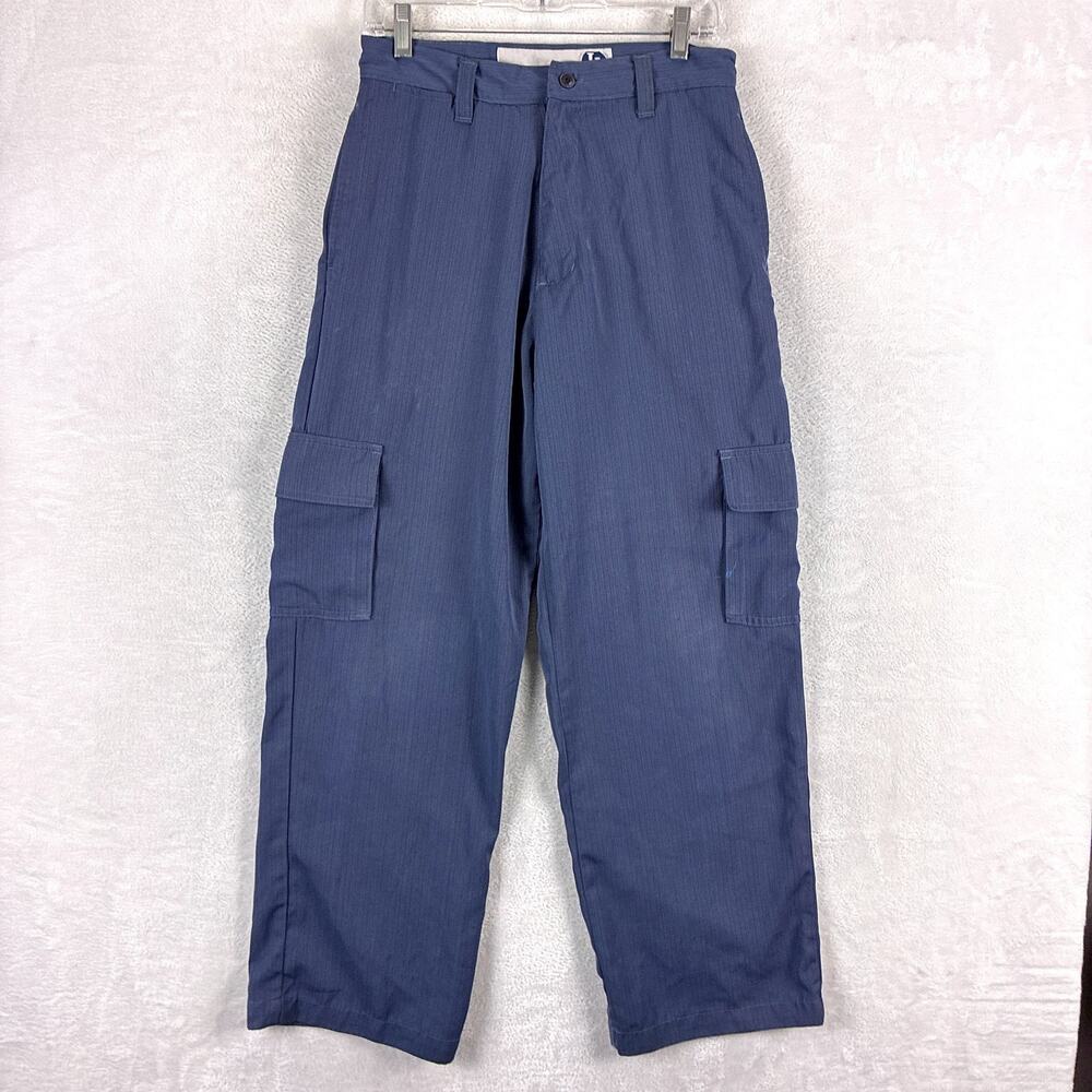 VTG Kik Wear Pants Mens 30 Blue Stripe Premium Cargo Rave Skater 90s Y2K JNCO